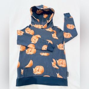Snurk Amsterdam Kid’s (Unisex) Blue Sweater Hoodie w/sleeping foxes (Pre-Loved)